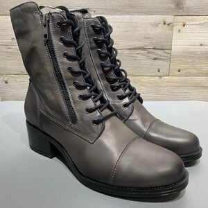 Miz Mooz Jayla Lace Up & Zip Boots Gray Leather EU 42 US 10.5-11 Victorian Retro